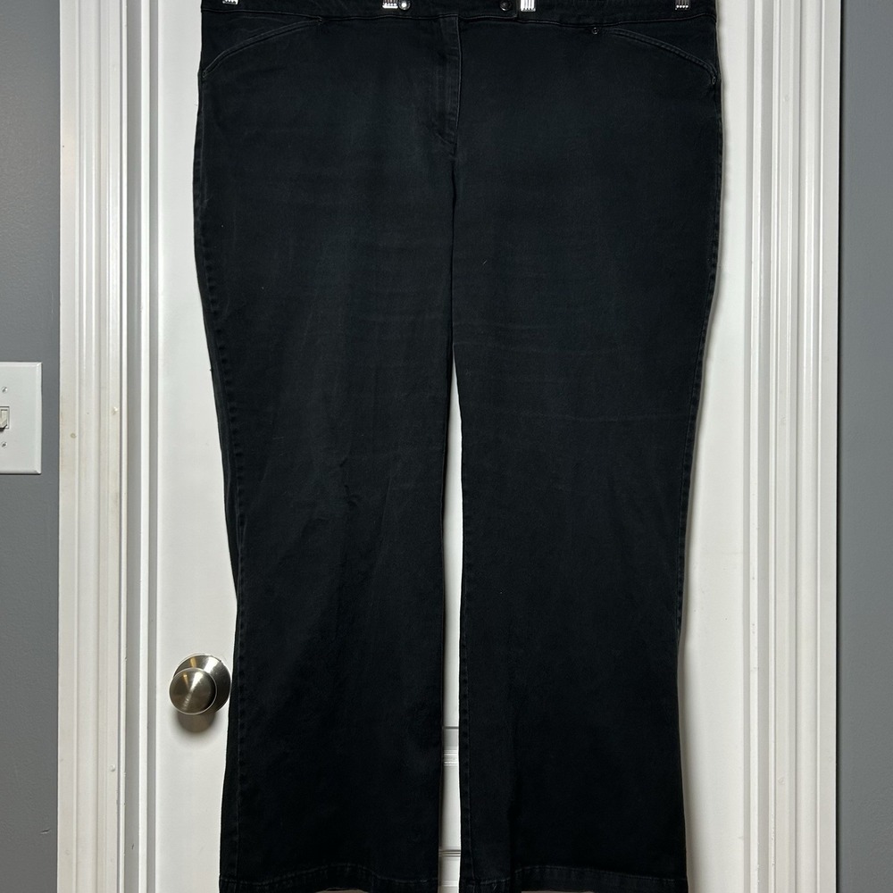 Jones New York Sport Black Stretch Mid Rise Flap Pocket Classic Bootcut Jeans